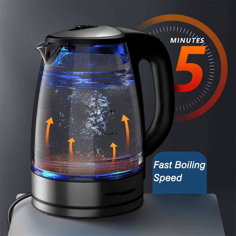 DEVISIB Electric Kettle Temperature Control 4Hours Keep Warm 2L Glass Tea Kettle 2200W Water Boiler LED Indicator Auto Shut-Off